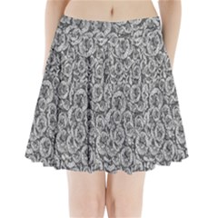 Vintage Clock Motif Pattern Pleated Mini Skirt