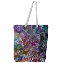 Abstract Waves Iv Full Print Rope Handle Tote (large) by kaleidomarblingart