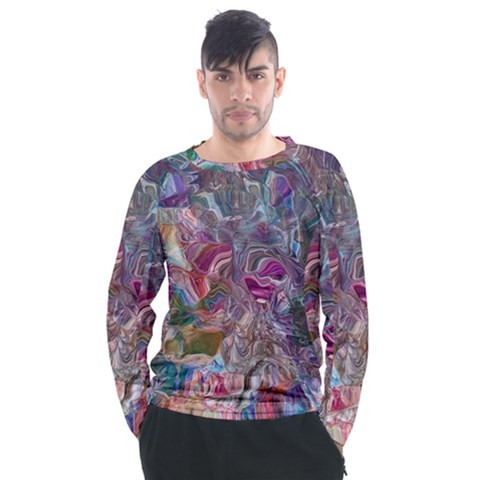 Abstract Waves Iv Men s Long Sleeve Raglan T-shirt by kaleidomarblingart