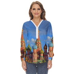 Architecture Building Cathedral Church Zip Up Long Sleeve Blouse