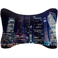 Black Building Lighted Under Clear Sky Seat Head Rest Cushion