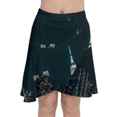 Skyline Photography Of Buildings Chiffon Wrap Front Skirt by Modalart