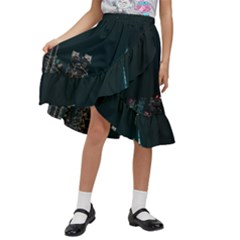 Skyline Photography Of Buildings Kids  Ruffle Flared Wrap Midi Skirt by Modalart
