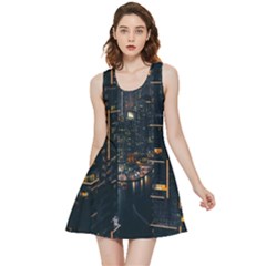 Photo Of Buildings During Nighttime Inside Out Reversible Sleeveless Dress by Modalart