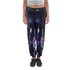 Roadway Surrounded Building During Nighttime Women s Jogger Sweatpants by Modalart