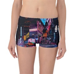 Roadway Surrounded Building During Nighttime Boyleg Bikini Bottoms by Modalart