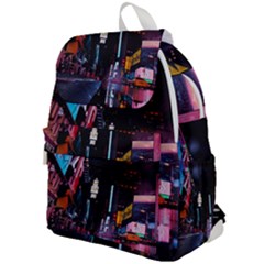 Roadway Surrounded Building During Nighttime Top Flap Backpack