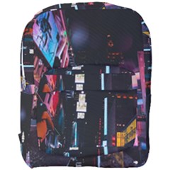 Roadway Surrounded Building During Nighttime Full Print Backpack