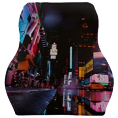 Roadway Surrounded Building During Nighttime Car Seat Velour Cushion 