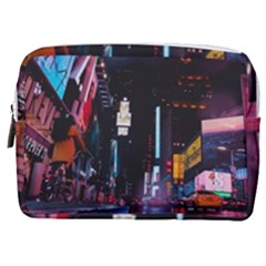 Roadway Surrounded Building During Nighttime Make Up Pouch (Medium)