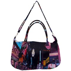 Roadway Surrounded Building During Nighttime Removable Strap Handbag