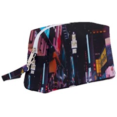 Roadway Surrounded Building During Nighttime Wristlet Pouch Bag (Large)