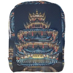 Blue Yellow And Green Lighted Pagoda Tower Full Print Backpack