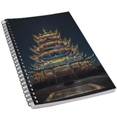 Blue Yellow And Green Lighted Pagoda Tower 5 5  X 8 5  Notebook by Modalart