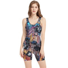 Aerial Photo Of Cityscape At Night Women s Wrestling Singlet by Modalart