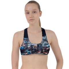 Aerial Photography Of Lighted High Rise Buildings Criss Cross Racerback Sports Bra by Modalart