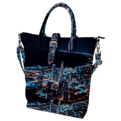 Aerial Photography Of Lighted High Rise Buildings Buckle Top Tote Bag by Modalart