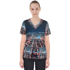 Aerial Shot Of Buildings Women s V-neck Scrub Top by Modalart