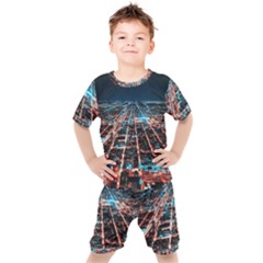 Aerial Shot Of Buildings Kids  T-shirt And Shorts Set by Modalart