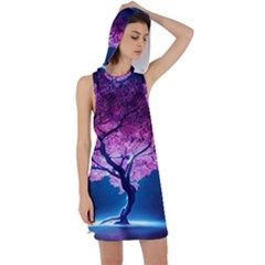 Beautiful Tree Flowers Racer Back Hoodie Dress