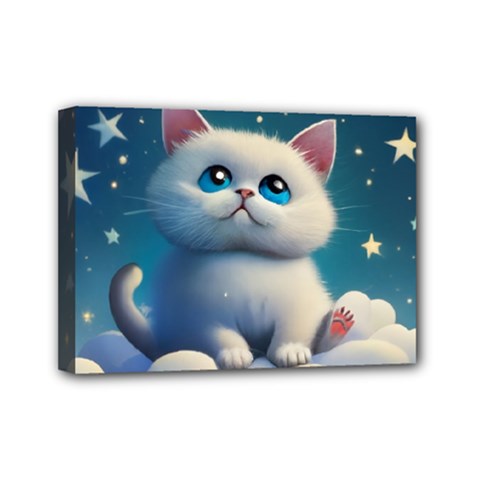 Cat On The Sky Mini Canvas 7  X 5  (stretched) by 1212