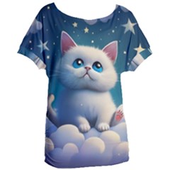 Cat On The Sky Women s Oversized T-shirt by 1212