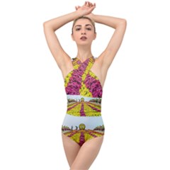 Beautiful Garden Cross Front Low Back Swimsuit