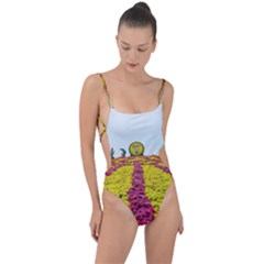 Beautiful garden Tie Strap One Piece Swimsuit