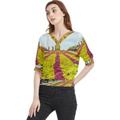 Beautiful garden Quarter Sleeve Blouse