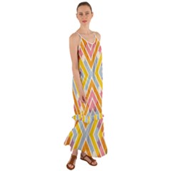Line Pattern Cross Print Repeat Cami Maxi Ruffle Chiffon Dress by Amaryn4rt