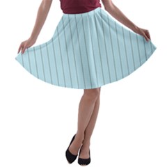 Stripes Striped Turquoise A-line Skater Skirt by Amaryn4rt