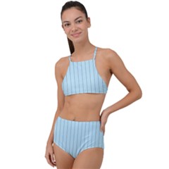 Stripes Striped Turquoise Halter Tankini Set by Amaryn4rt