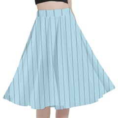 Stripes Striped Turquoise A-line Full Circle Midi Skirt With Pocket by Amaryn4rt