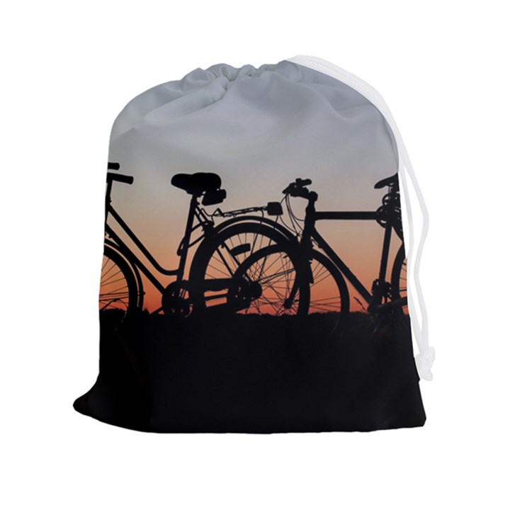 Bicycles Wheel Sunset Love Romance Drawstring Pouch (2XL)