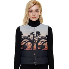 Bicycles Wheel Sunset Love Romance Women s Button Up Puffer Vest by Amaryn4rt