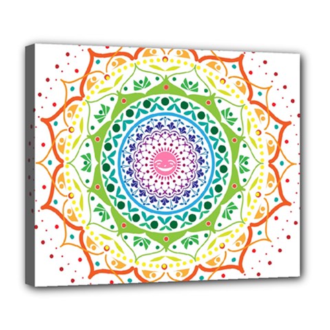 Mandala Pattern Rainbow Pride Deluxe Canvas 24  X 20  (stretched) by Vaneshop