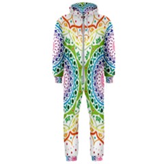 Mandala Pattern Rainbow Pride Hooded Jumpsuit (men)