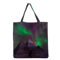 Fantasy Pyramid Mystic Space Aurora Grocery Tote Bag by Grandong