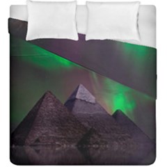 Fantasy Pyramid Mystic Space Aurora Duvet Cover Double Side (king Size) by Grandong