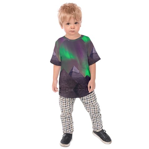 Fantasy Pyramid Mystic Space Aurora Kids  Raglan T-shirt by Grandong