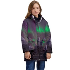 Fantasy Pyramid Mystic Space Aurora Kids  Hooded Longline Puffer Jacket by Grandong