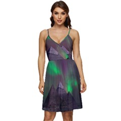 Fantasy Pyramid Mystic Space Aurora V-neck Pocket Summer Dress  by Grandong