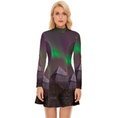 Fantasy Pyramid Mystic Space Aurora Long Sleeve Velour Longline Dress by Grandong