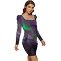 Fantasy Pyramid Mystic Space Aurora Women Long Sleeve Ruched Stretch Jersey Dress View2