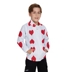 Heart Red Love Valentines Day Kids  Windbreaker by Bajindul