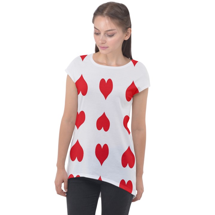Heart Red Love Valentines Day Cap Sleeve High Low Top