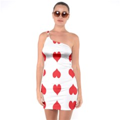 Heart Red Love Valentines Day One Shoulder Ring Trim Bodycon Dress by Bajindul