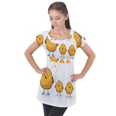 Chick Easter Cute Fun Spring Puff Sleeve Tunic Top by Ndabl3x