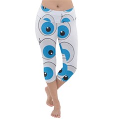 Eyes Comic Cartoon Fun Funny Toon Lightweight Velour Capri Yoga Leggings by Ndabl3x