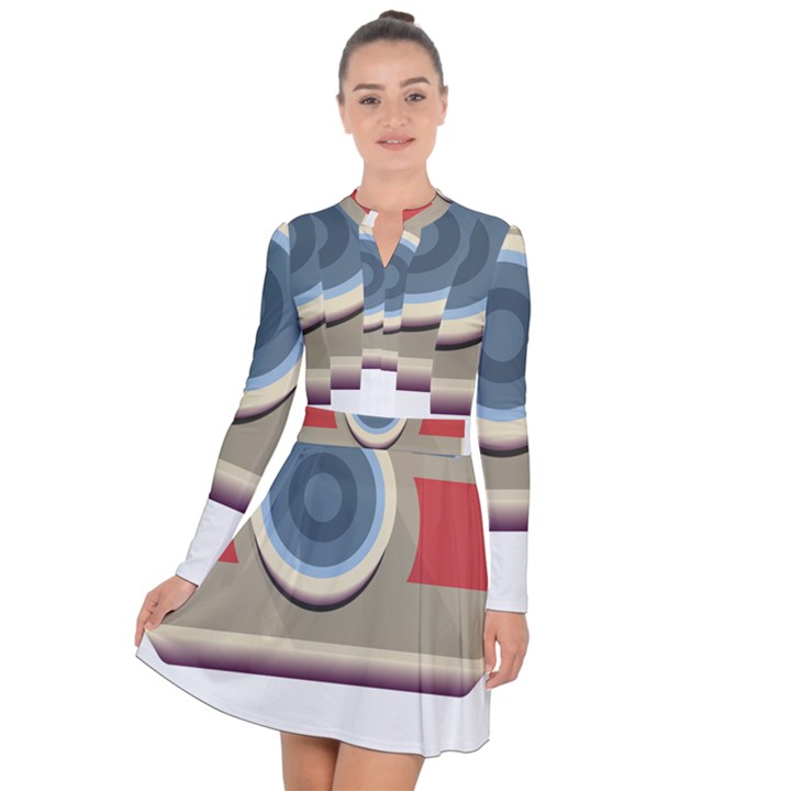 Photo Camera Machine Colorful Art Long Sleeve Panel Dress